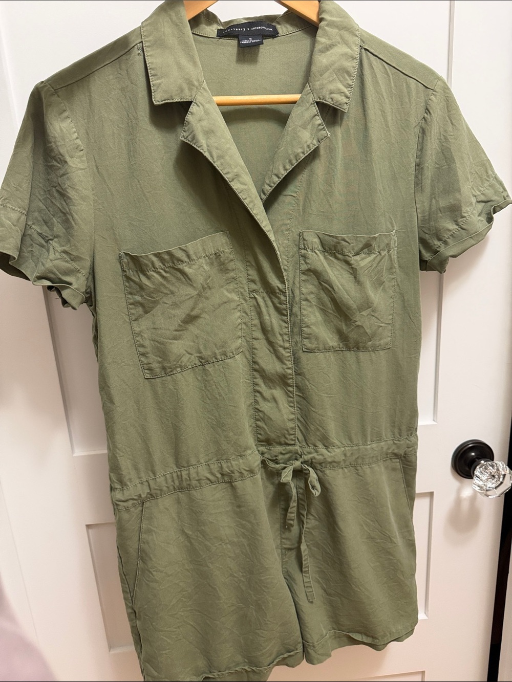 Anthropologie size S Olive Short Sleeve Utility Romper